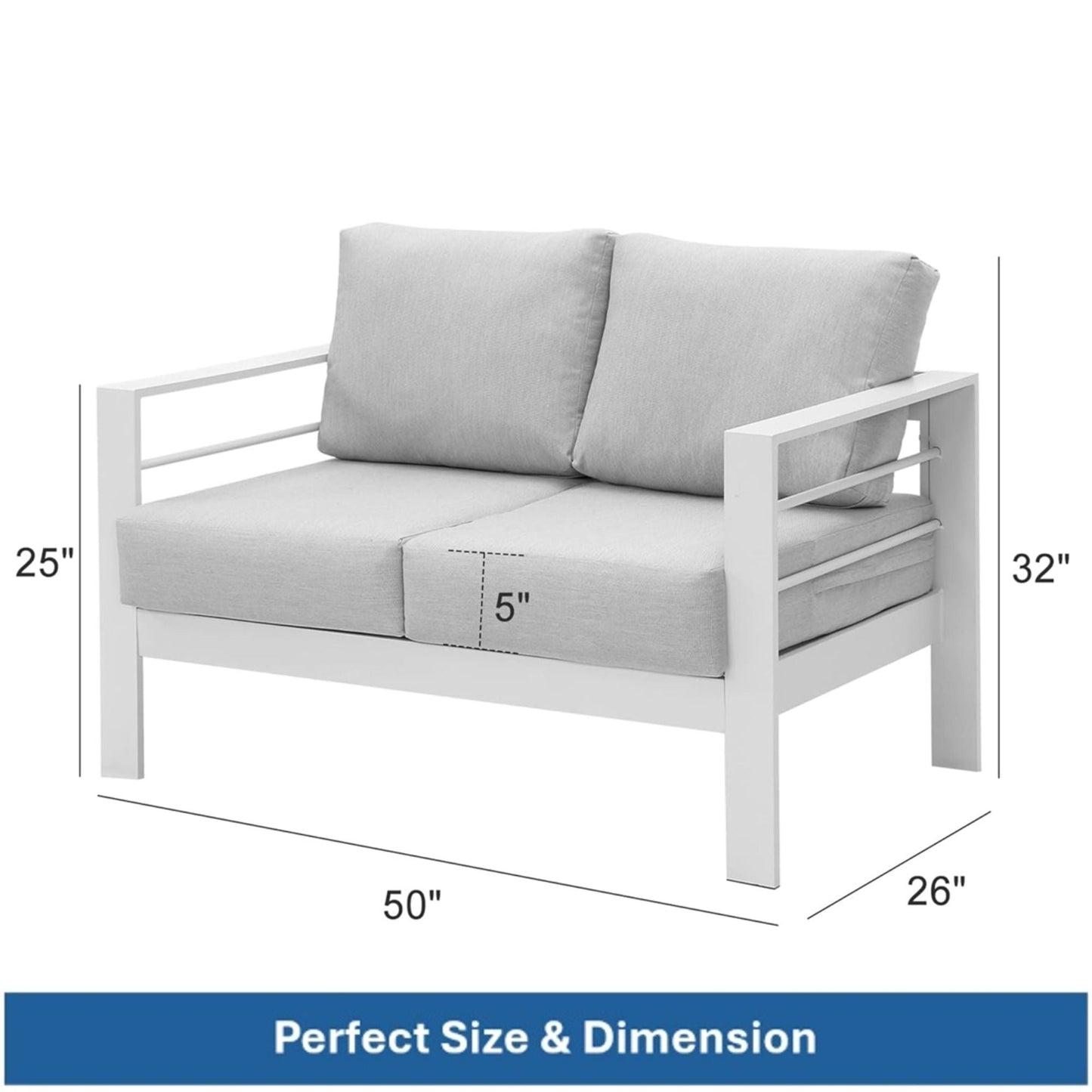 Patio All-Weather Loveseat With Thick Cushions