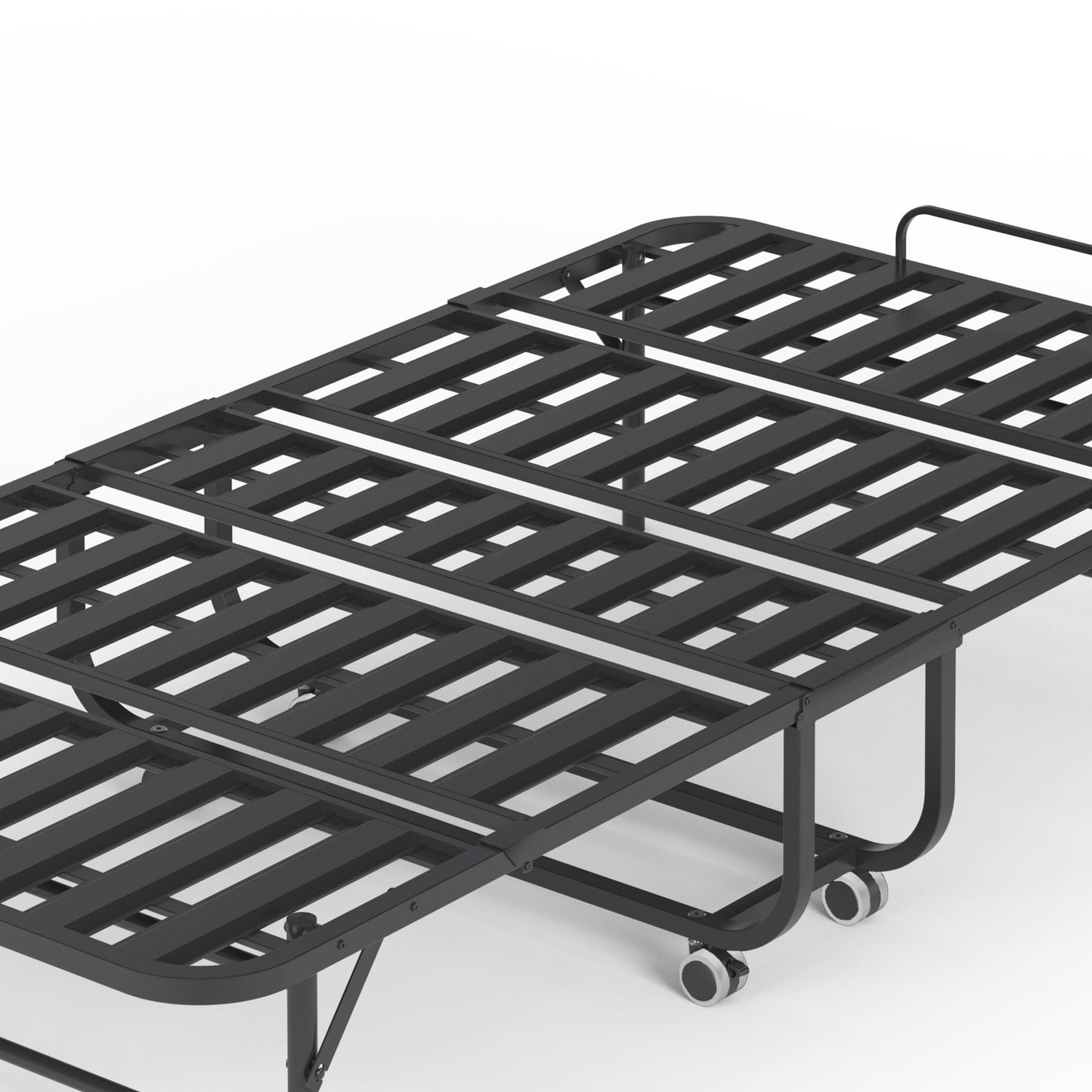 Twin Extra Long Folding Bed For Tall People, Heavy-Duty Rollaway Guest With Memory Foam Mattress - Black