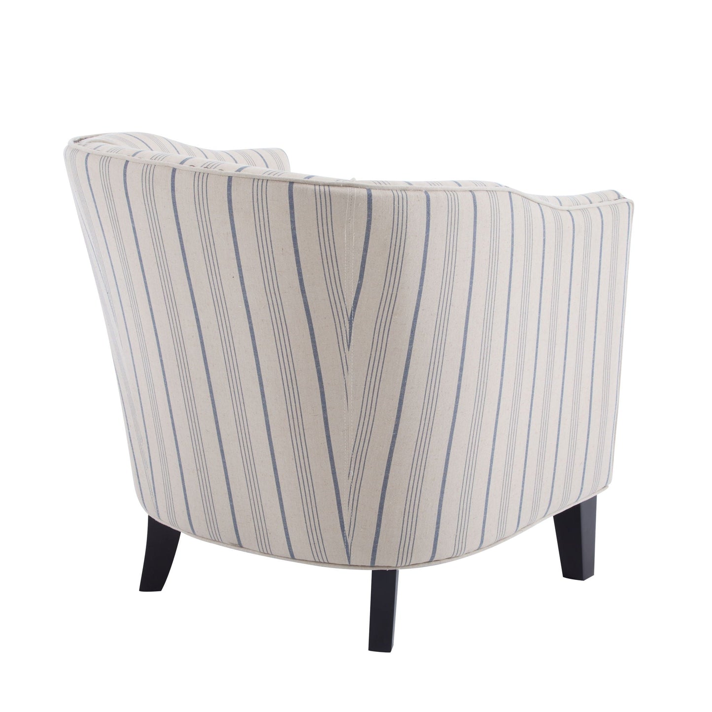 Transitional Upholstered Stripe Barrel Chair With Birch Wood Legs And Plush Cushioned Seat