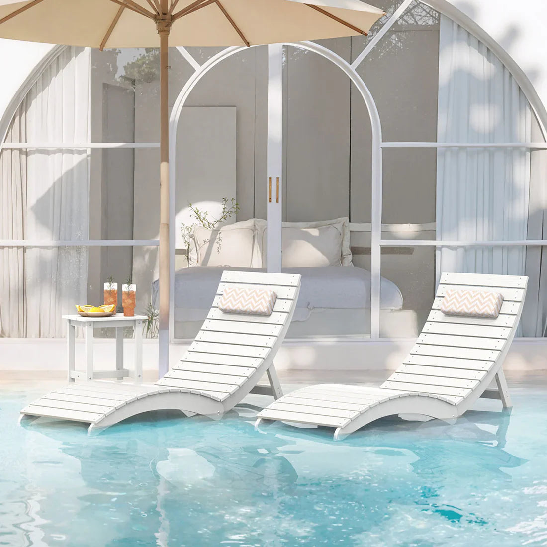 AquaCurve™ AquaWave Pre-Assembled Folding Pool Lounge Chair for Tanning Ledge