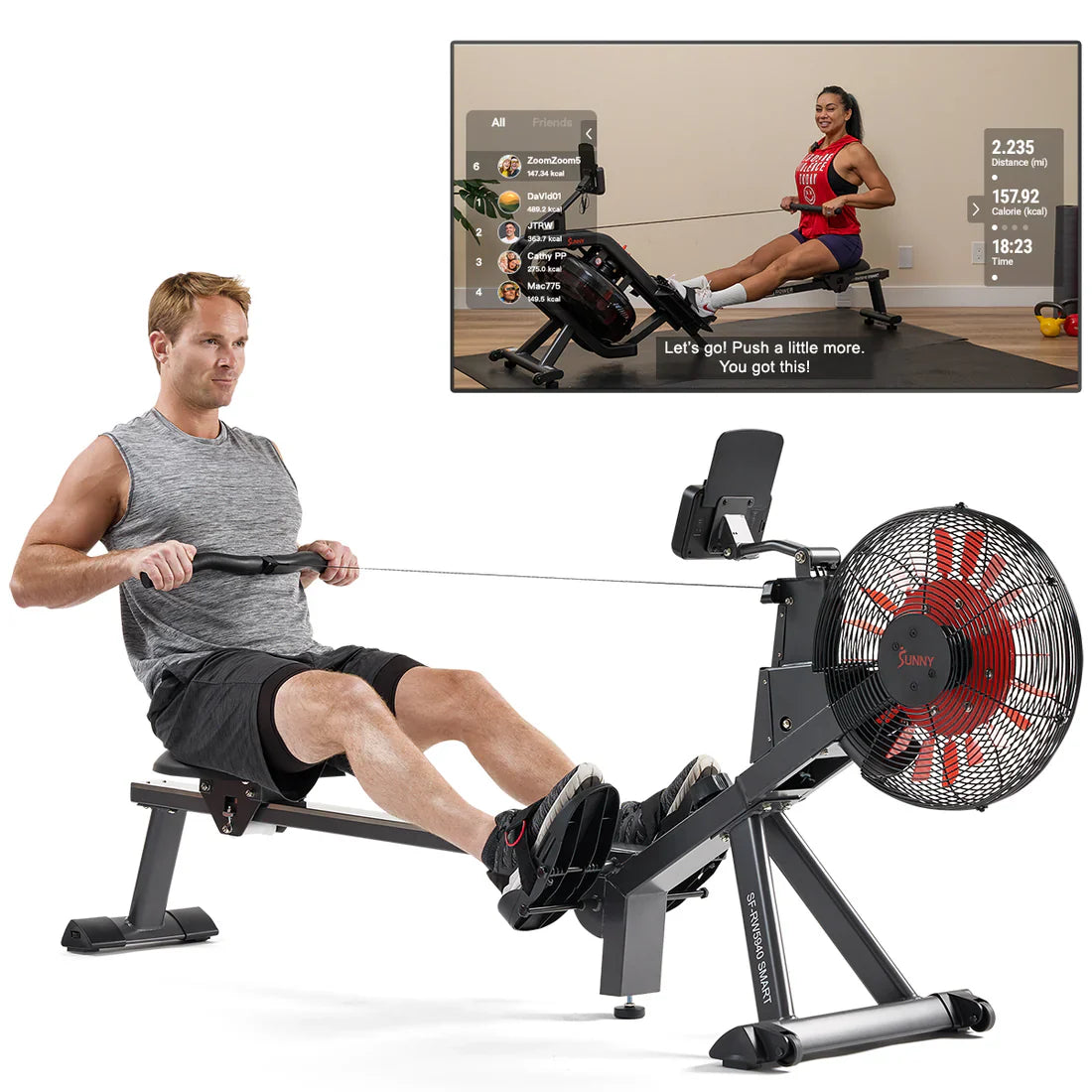 Air and Magnetic Resistance Exercise Rowing Machine by Sunny Health & Fitness