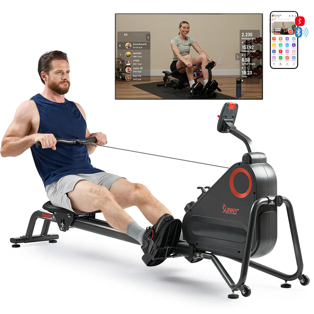Premium Smart Magnetic Rowing Machine by Sunny Health & Fitness