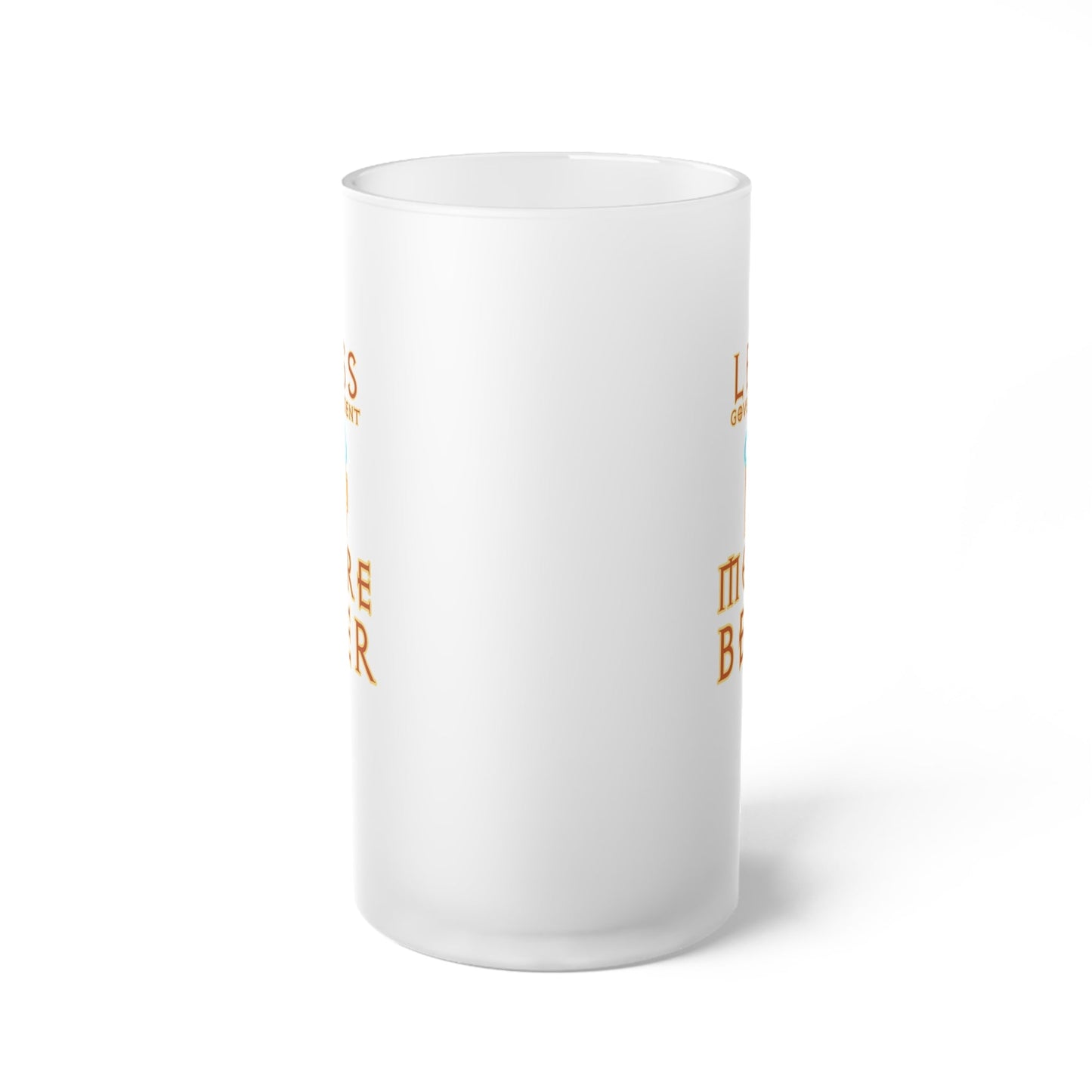 Less Government More Beer Frosted Glass Beer Mug, 16oz - 4LibertyShop.com