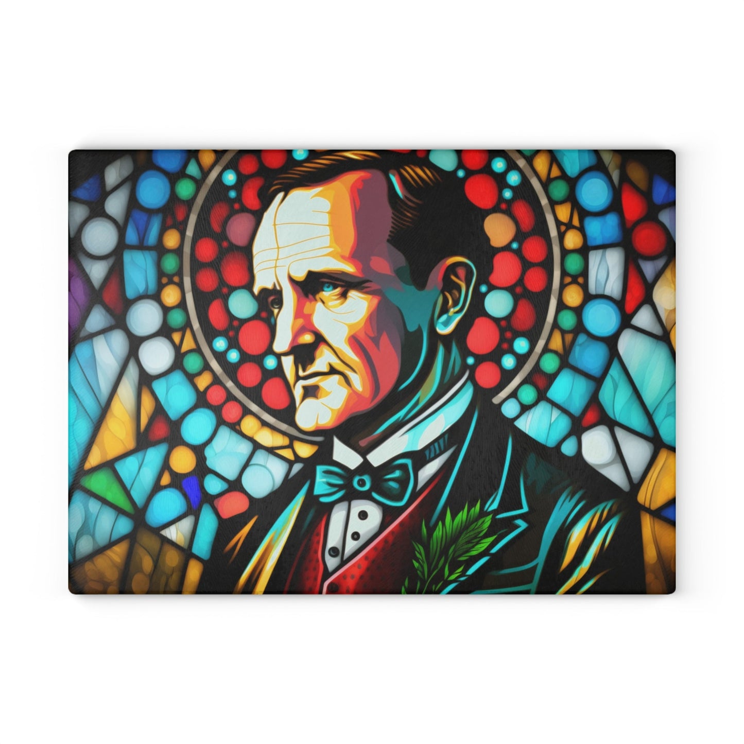 Calvin Coolidge Stained Glass Cutting Board - Premium Patriotic Kitchen Decor