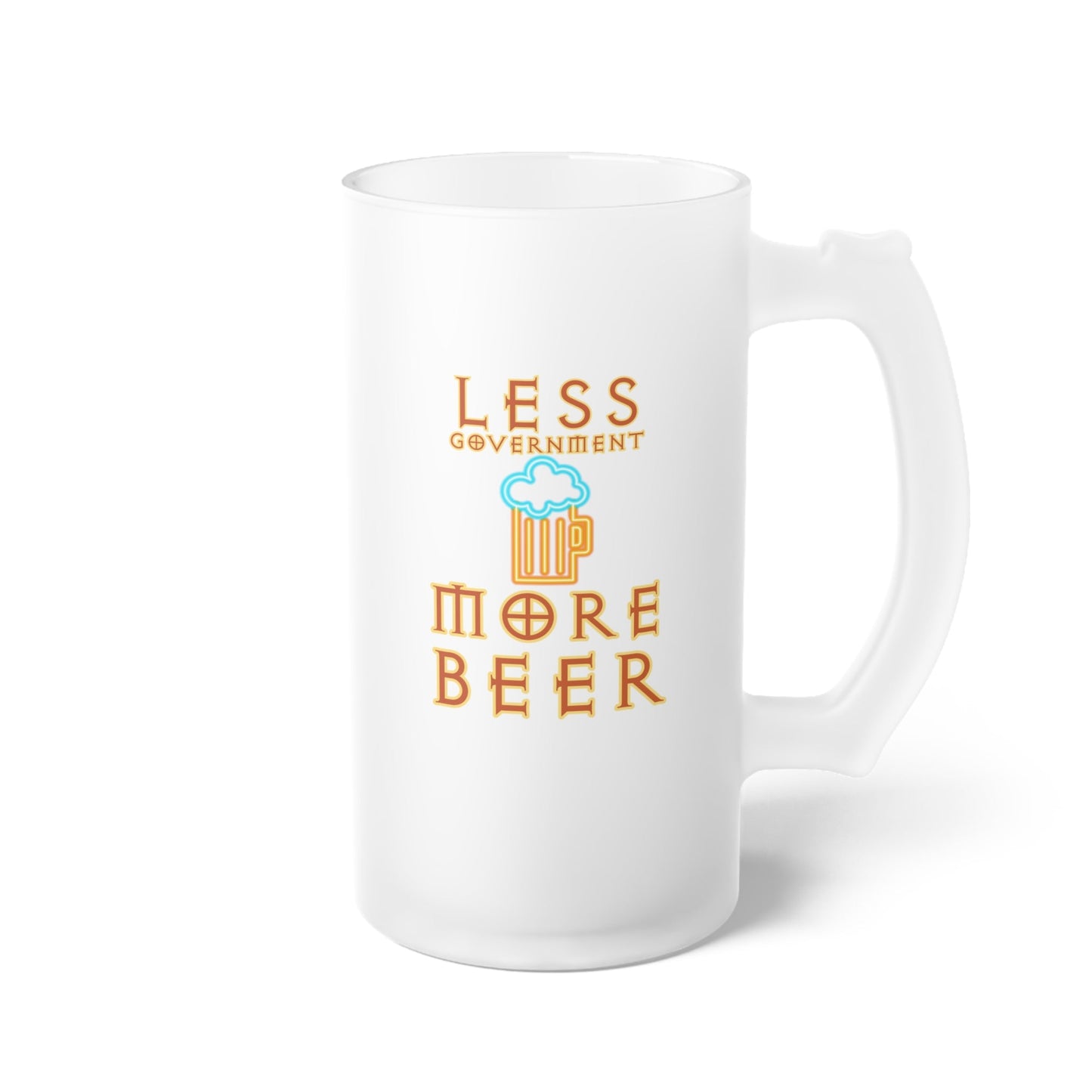 Less Government More Beer Frosted Glass Beer Mug, 16oz - 4LibertyShop.com