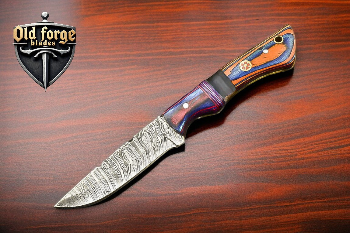 Custom Damascus Hunting Knives – Handmade Damascus Blade with Exotic Wood Handle