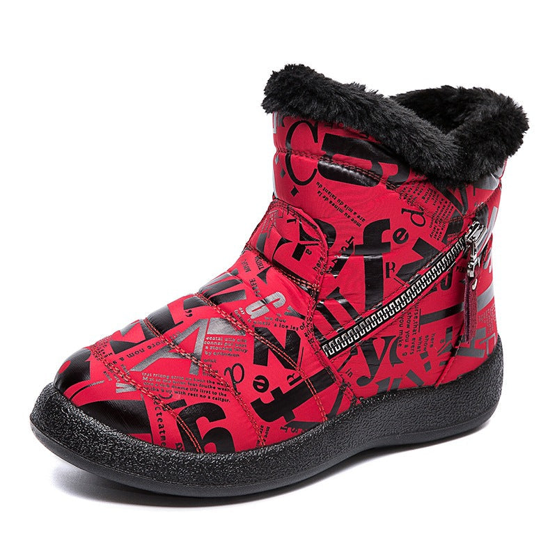 Plus-size short barrel double zipper lady ankle boot
