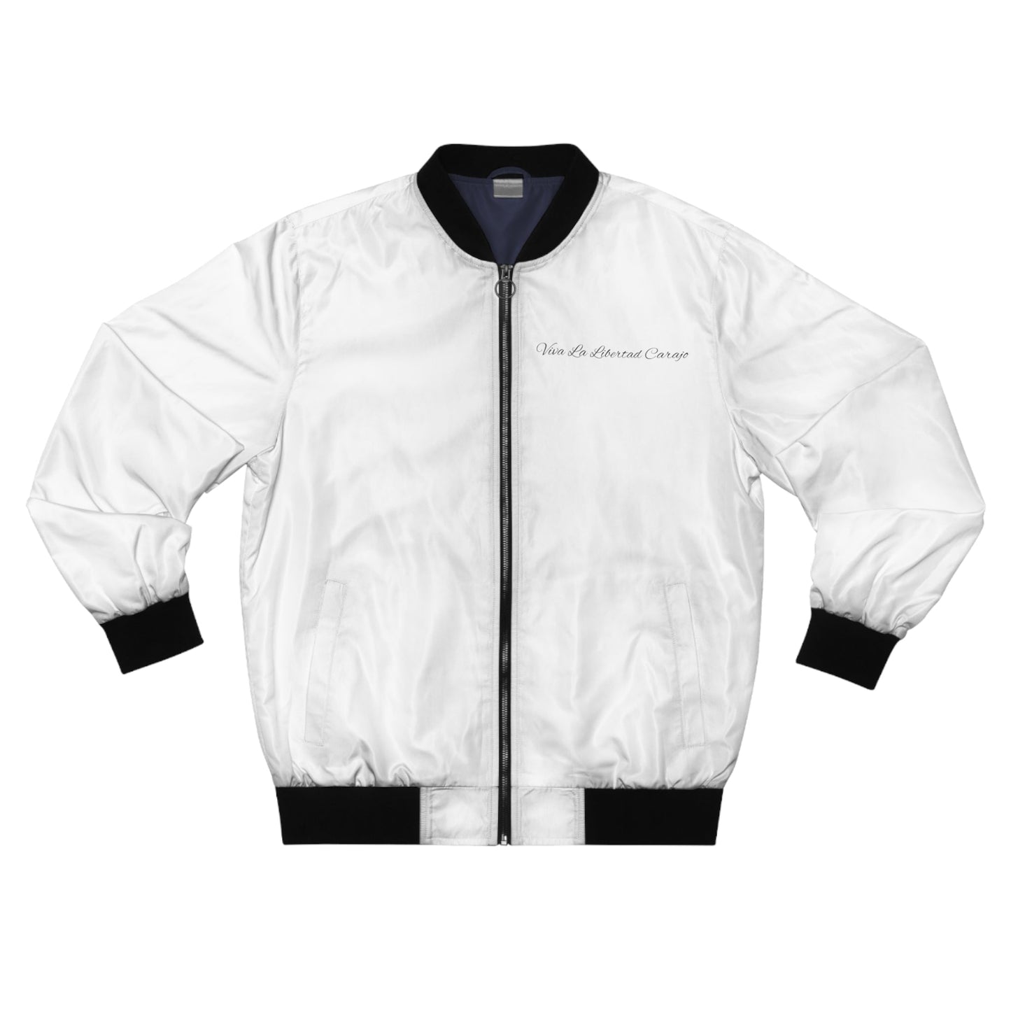 "Viva La Libertad Carajo" Javier Milei White Bomber Tribute Jacket - 4LibertyShop.com