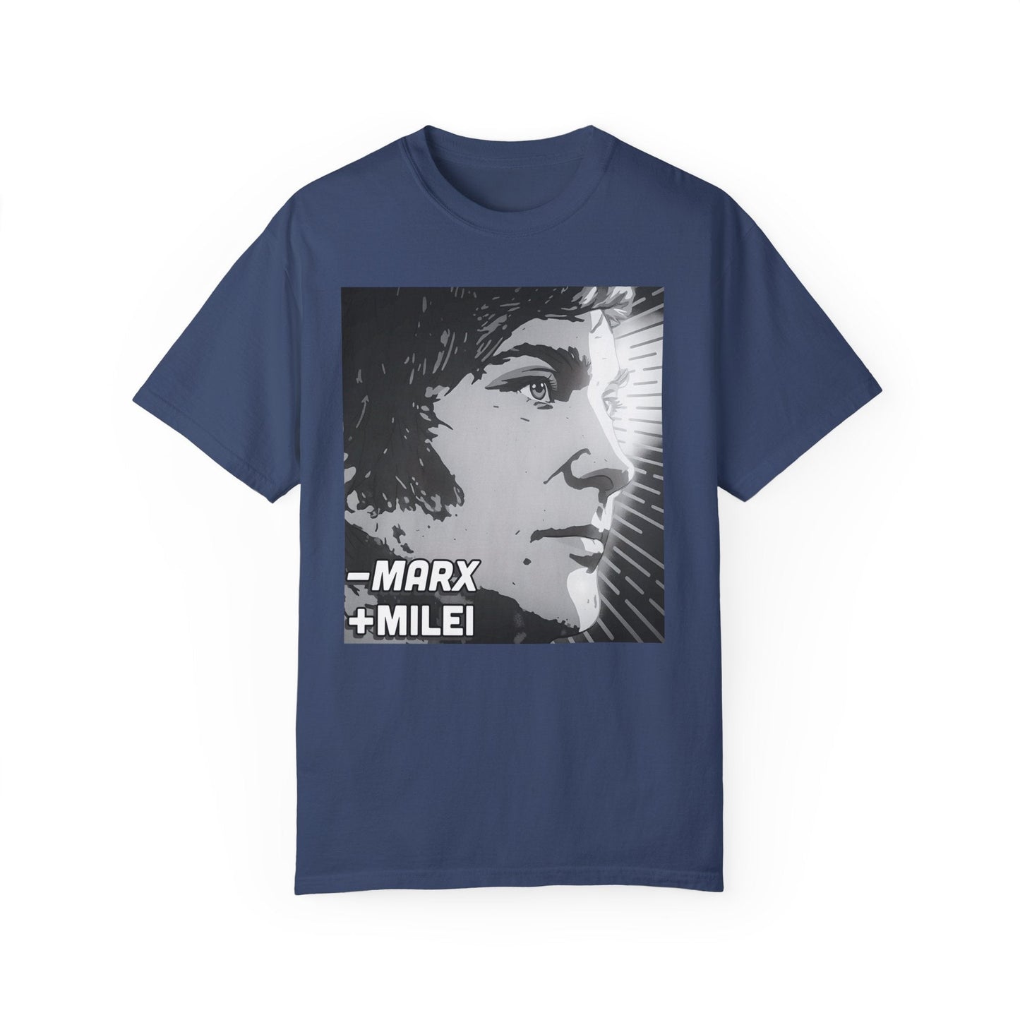 Less Marx, More Milei Icon of Liberty T-shirt - 4LibertyShop.com