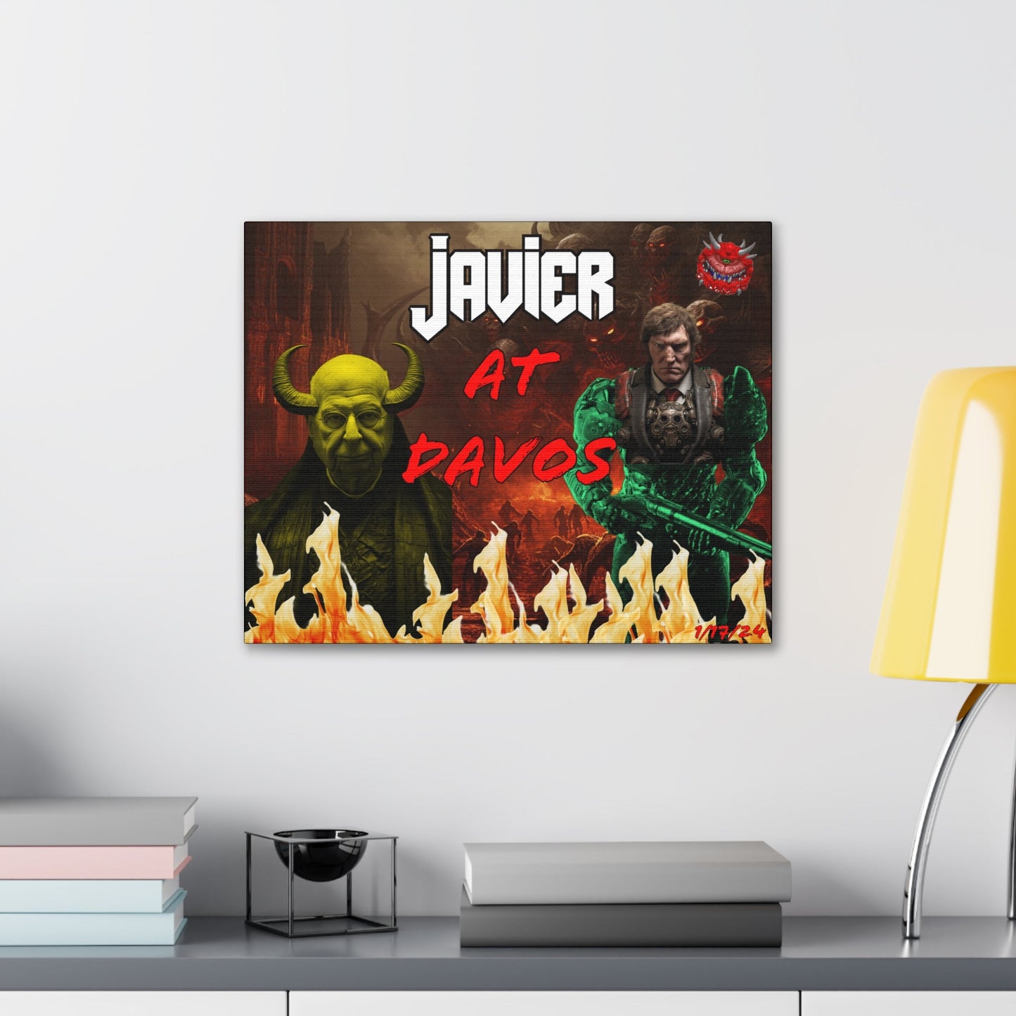 Javier Milei Space Marine in Davos Canvas Print