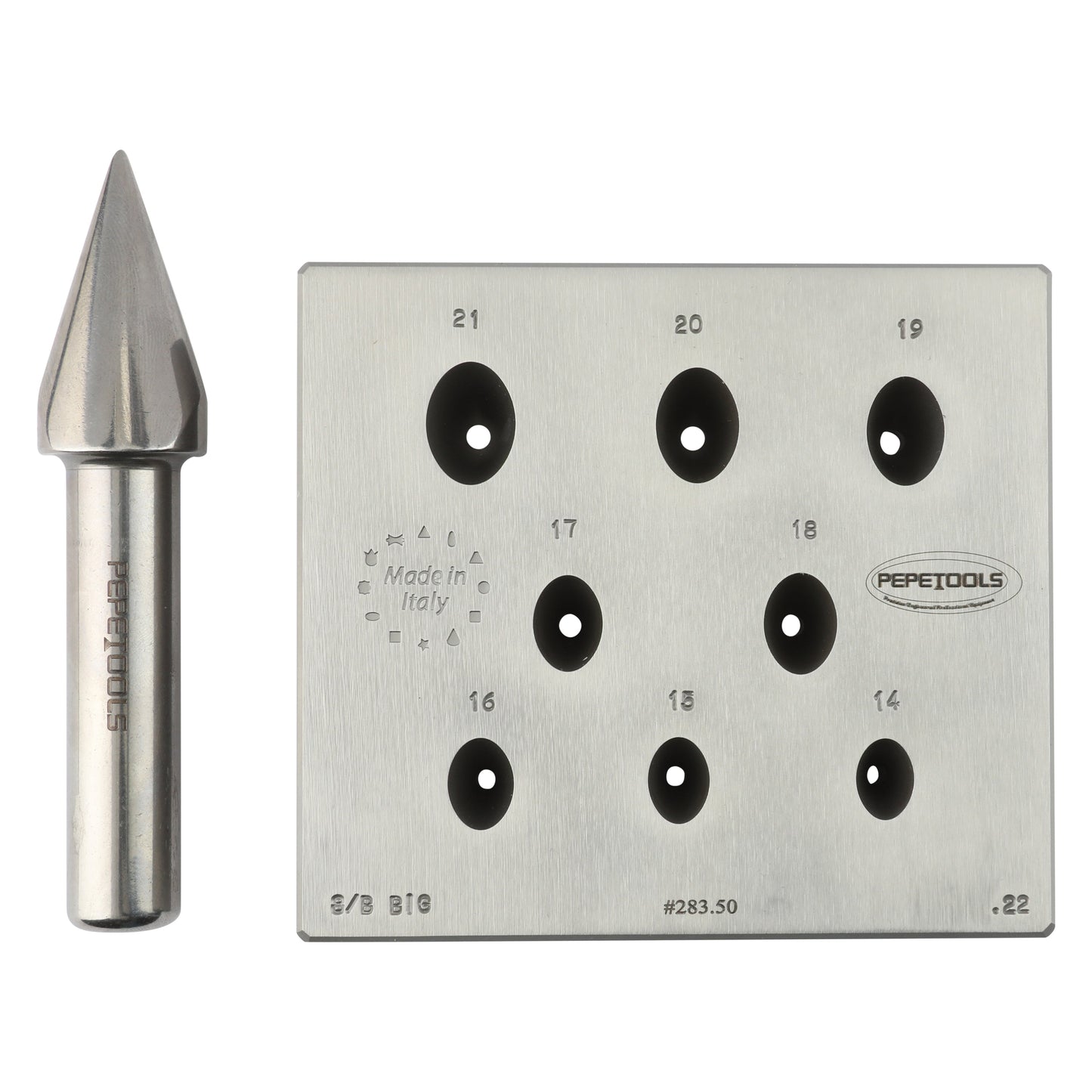 Oval Bezel Forming Block w/ Punch - 8 Holes, Large Sizes