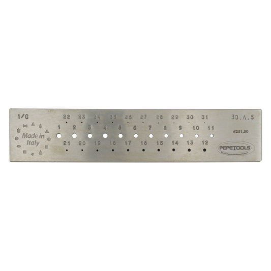 Round Wire Draw Plate, 3mm - .5mm, 31 Holes, Hardened Steel