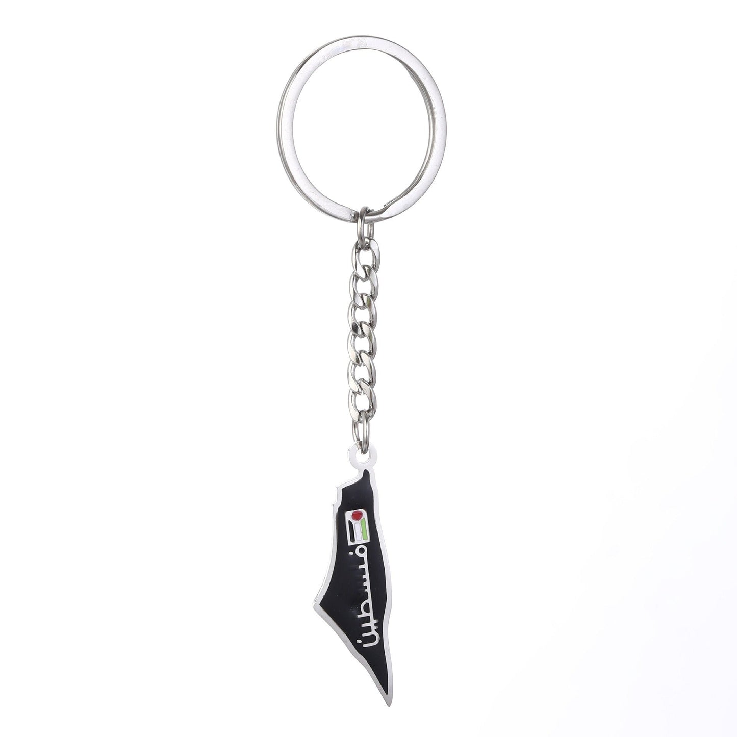 Israel Palestine Map Flag Drip Oil Stainless Steel Keychain Fashion Men's and Women's Stainless Steel Keys
