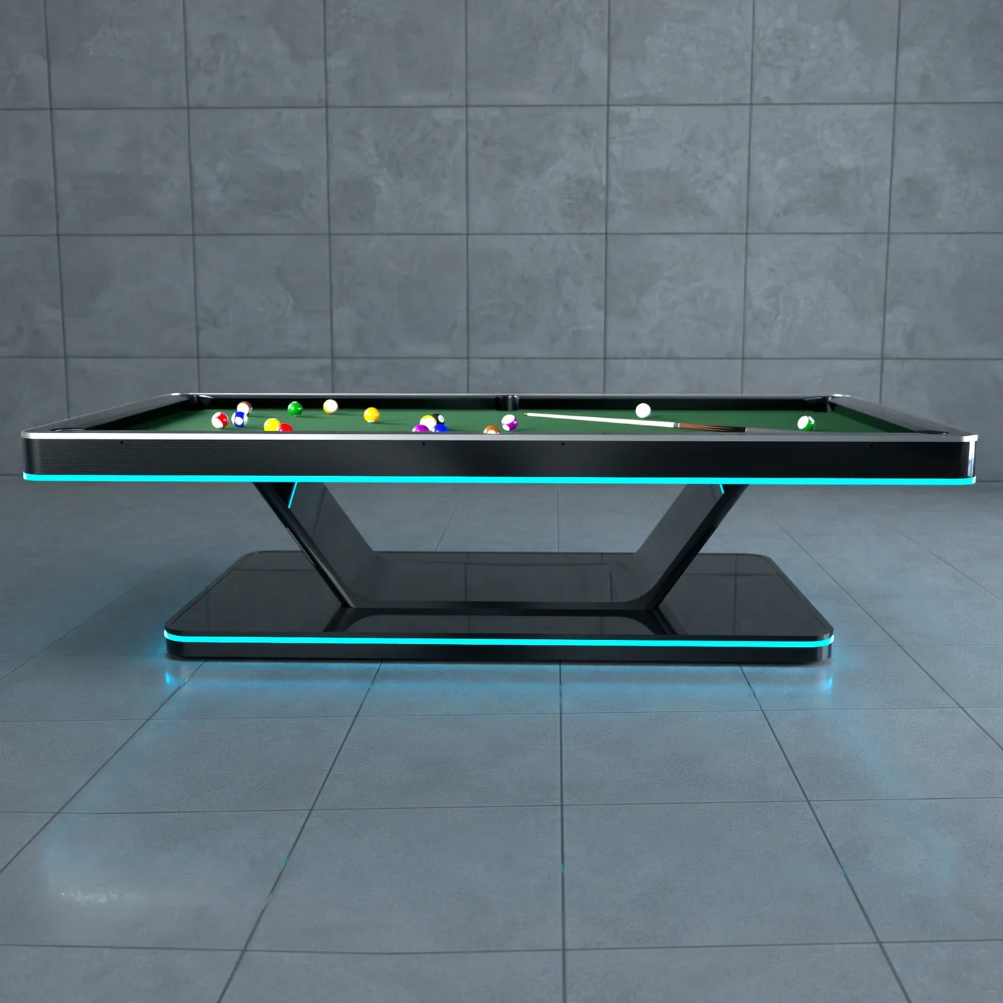 White Billiards The Stark Modern Slate LED Pool Table
