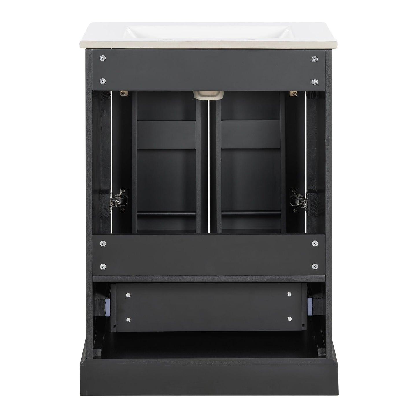 Bathroom Vanity With Sink, 1 Divided Drawer And 2 Soft Close Doors With Double Shelf