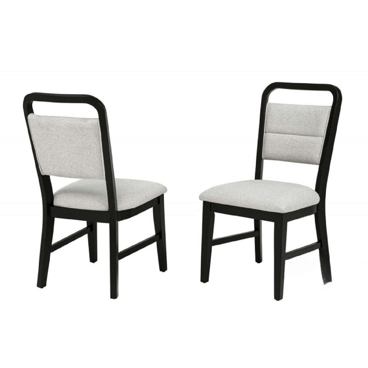 Dining Set With Round Table And 4 Upholstered Chairs - Black / Gray