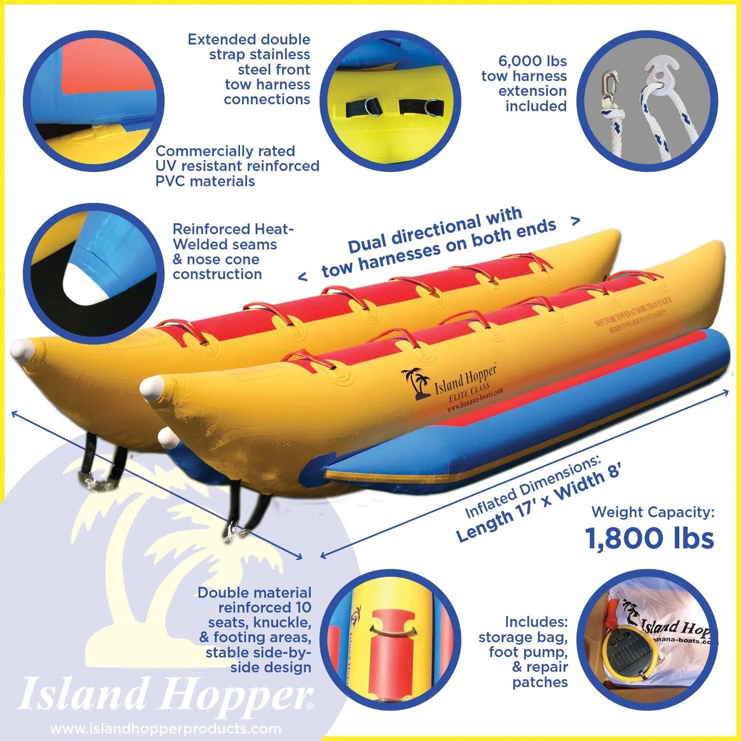 Island Hopper Banana Boat “Elite Class” 10 Passenger Heavy Commercial Side-by-Side