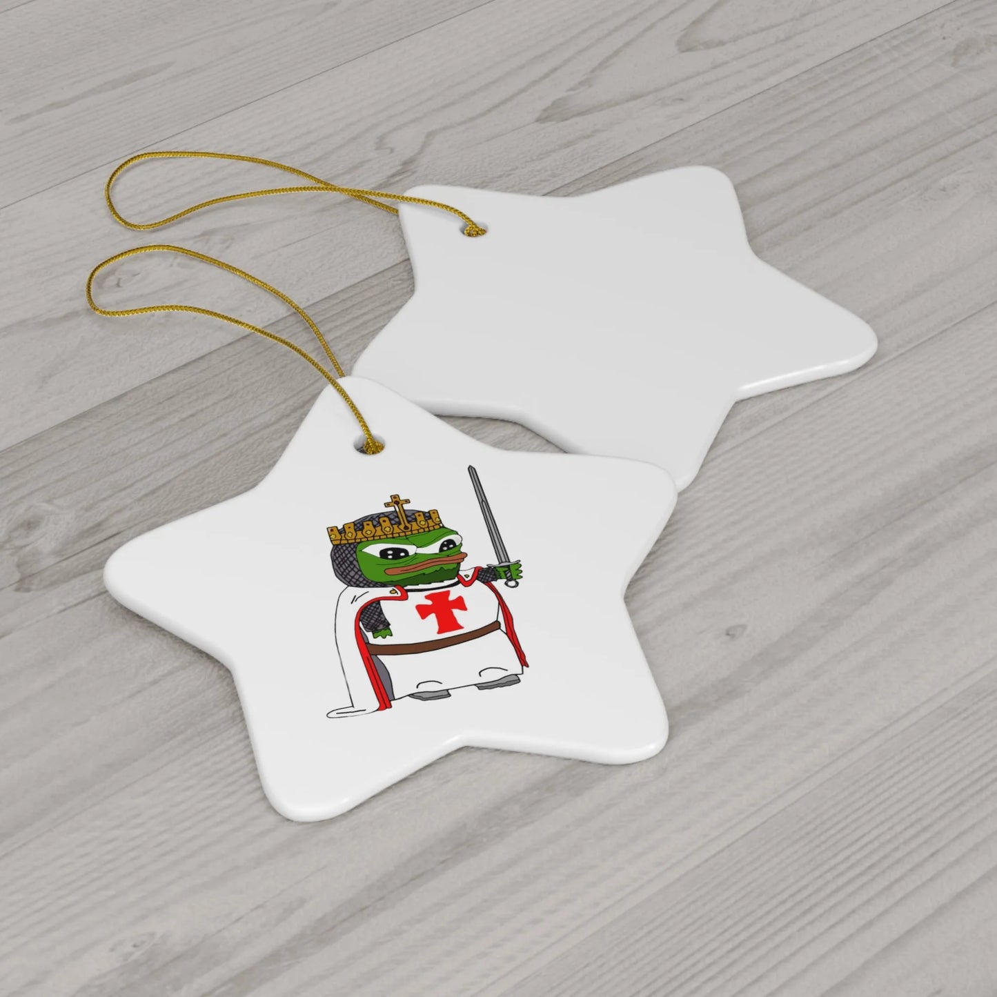 Pepe the Crusader Knight Ceramic Ornaments - Deus Vult Christmas - 4LibertyShop.com