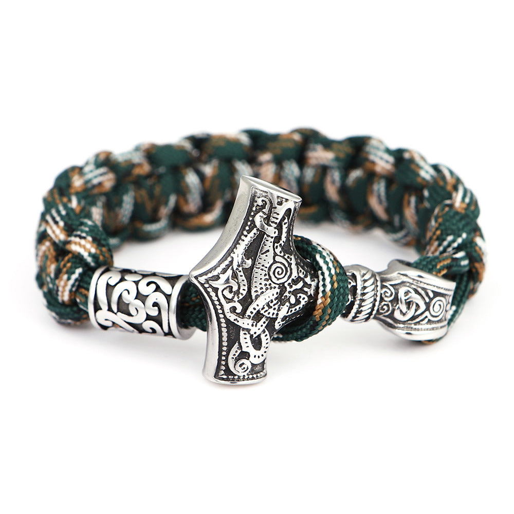 Stainless Steel Titanium Umbrella Rope Hand Braided Bracelet Men's Jewelry