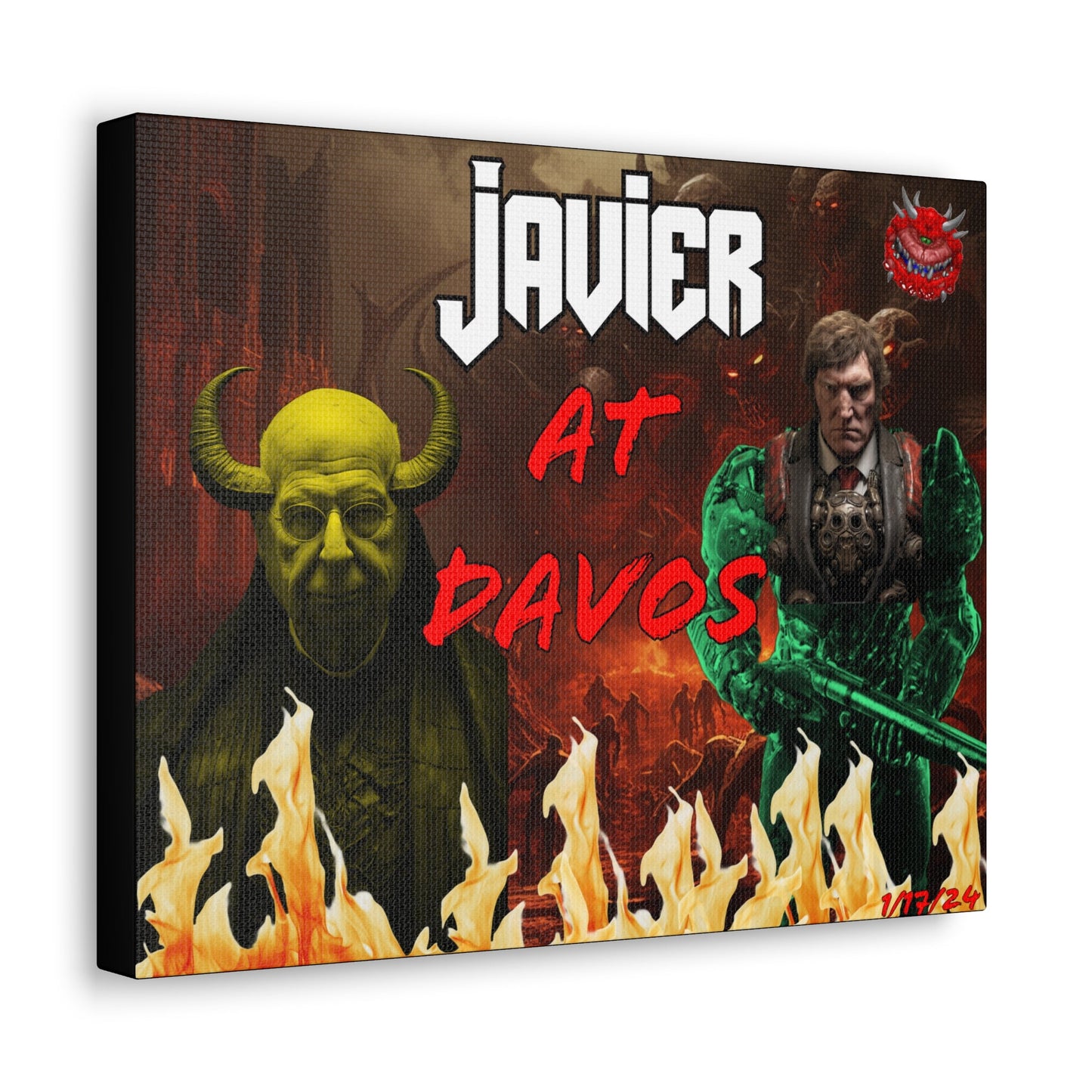 Javier Milei Space Marine in Davos Canvas Print