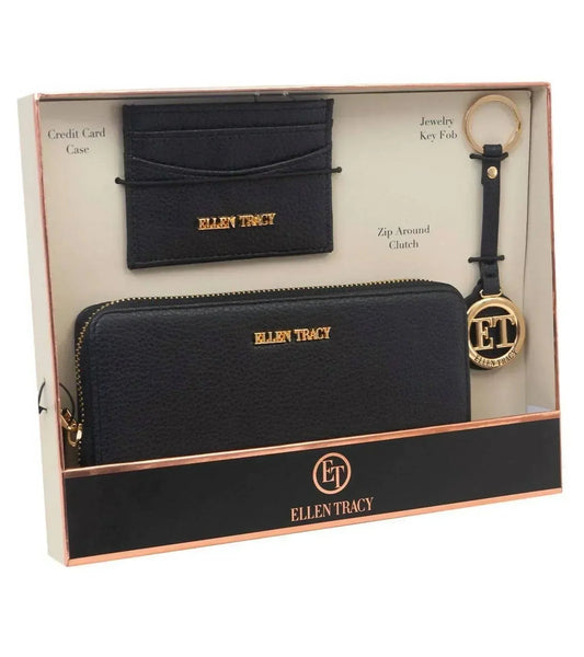 Women's 3 Piece Wallet, Id Card Case, & Key Fob Boxed Gift Set