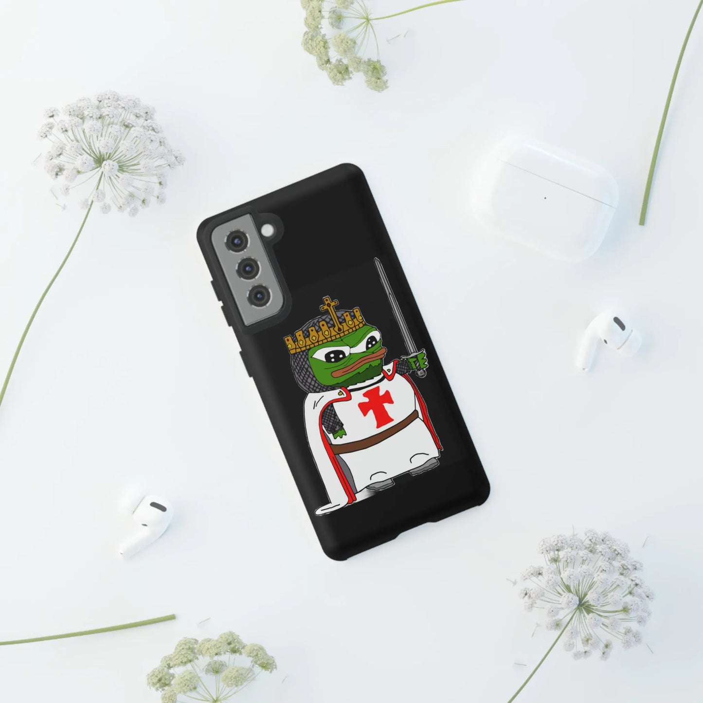 Crusader Pepe Cell Phone Case - Deus Vult Knight Phone Cover - 4LibertyShop.com