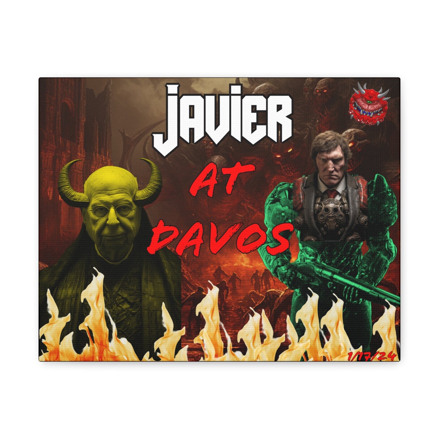 Javier Milei Space Marine in Davos Canvas Print
