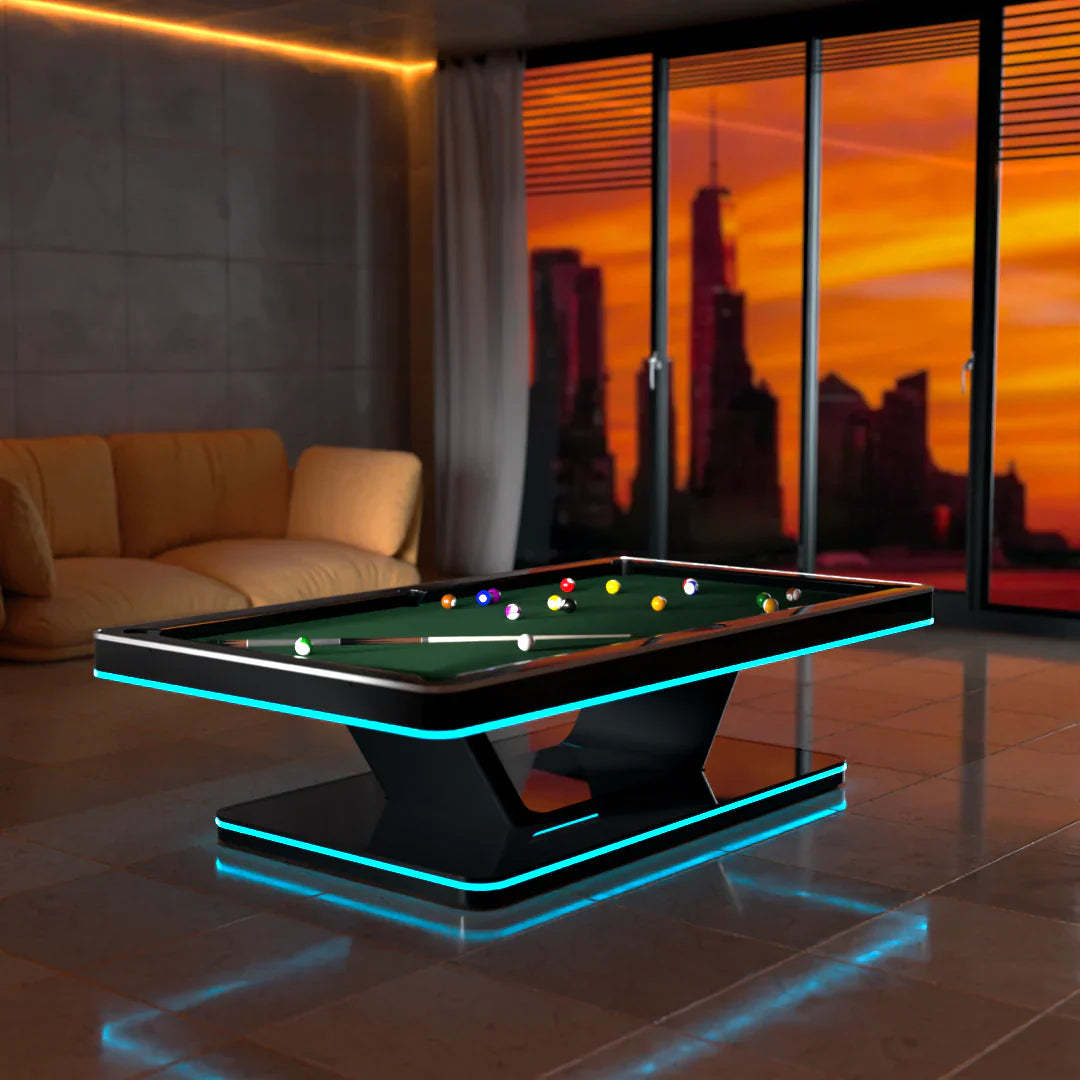 White Billiards The Stark Modern Slate LED Pool Table