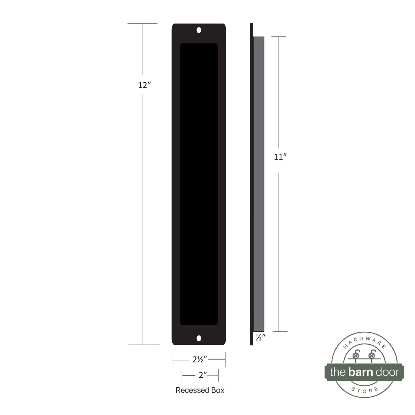 Barn Door Partial Radius Flush Pull