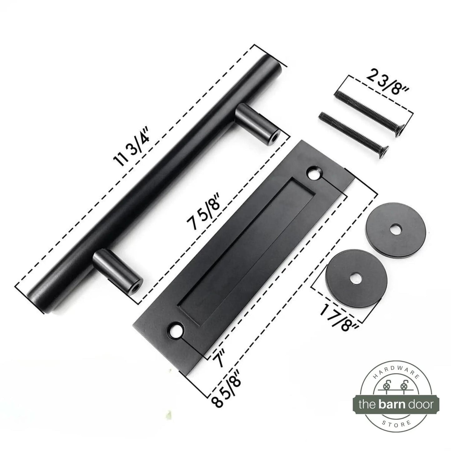 12" Round Pull & Flush Barn Door Handle Combo