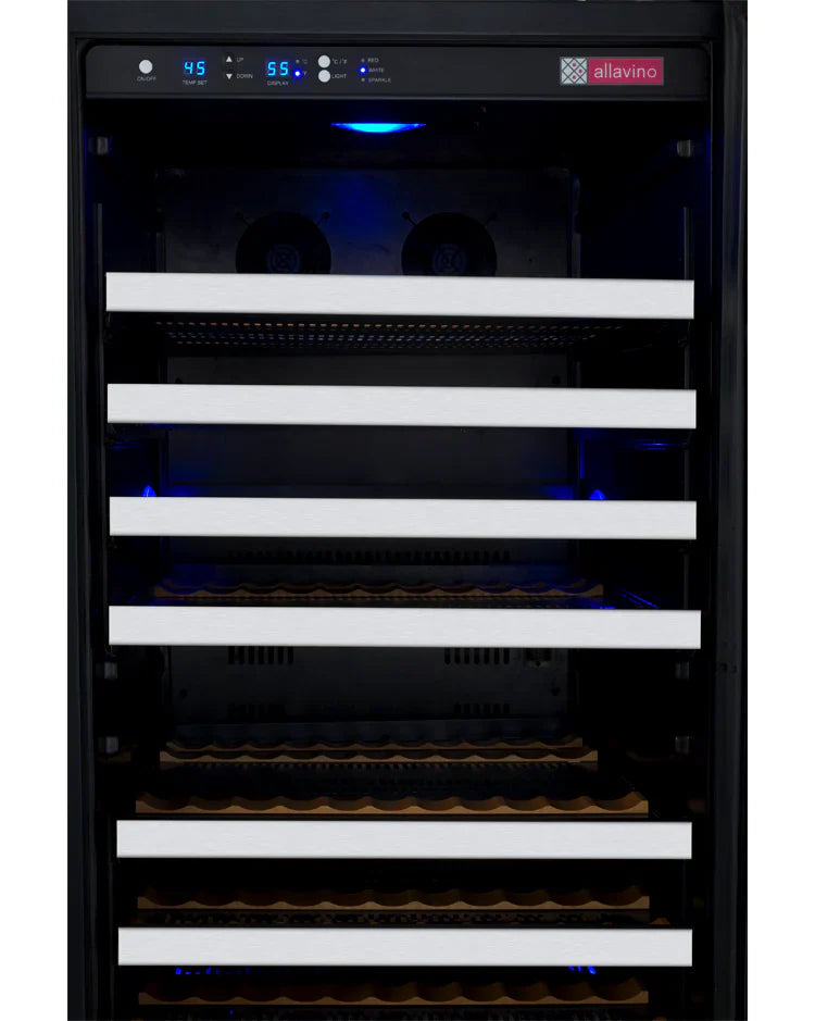 Allavino 47" Wide FlexCount II Tru-Vino 256 Bottle Stainless Steel Side-by-Side Wine Refrigerator