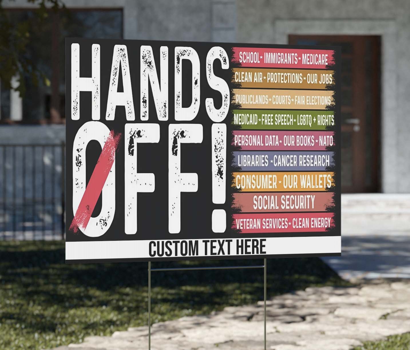 Hands Off Democracy Yard Sign – Personalized 8647 Anti Trump Anti MAGA Political Protest Sign for Democrat Resistance, Outdoor FDT & DOGE Yard Display 682189