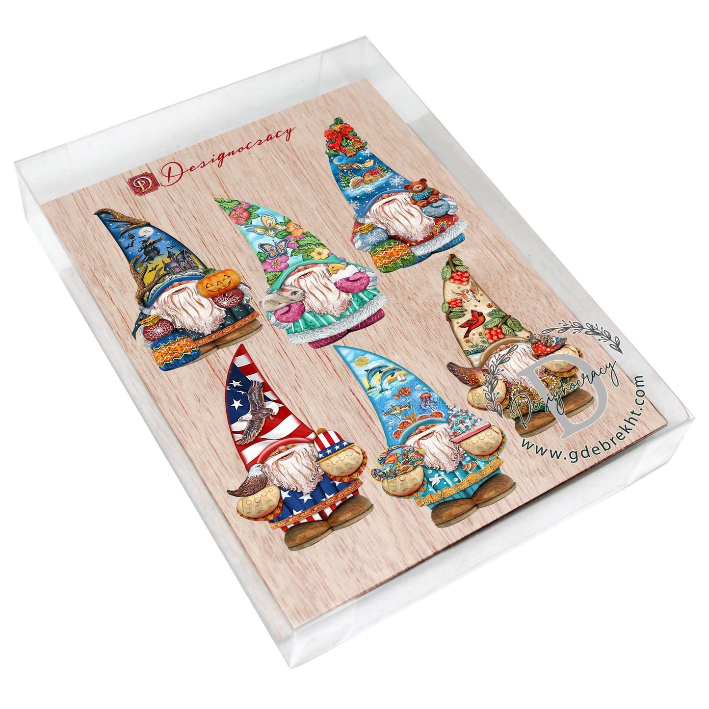 Holiday Gnomes Decorative Eco Wood Magnets Set of 6 by G. Debrekht - Christmas Decor - 8090138G-S6