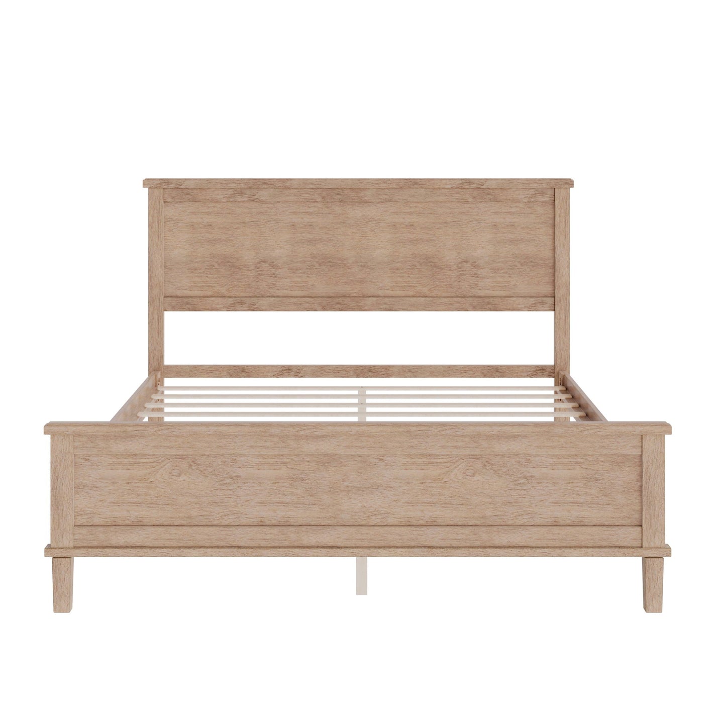 Mid-Century Platform Bed With Headboard And Slat Support, No Box Spring Needed