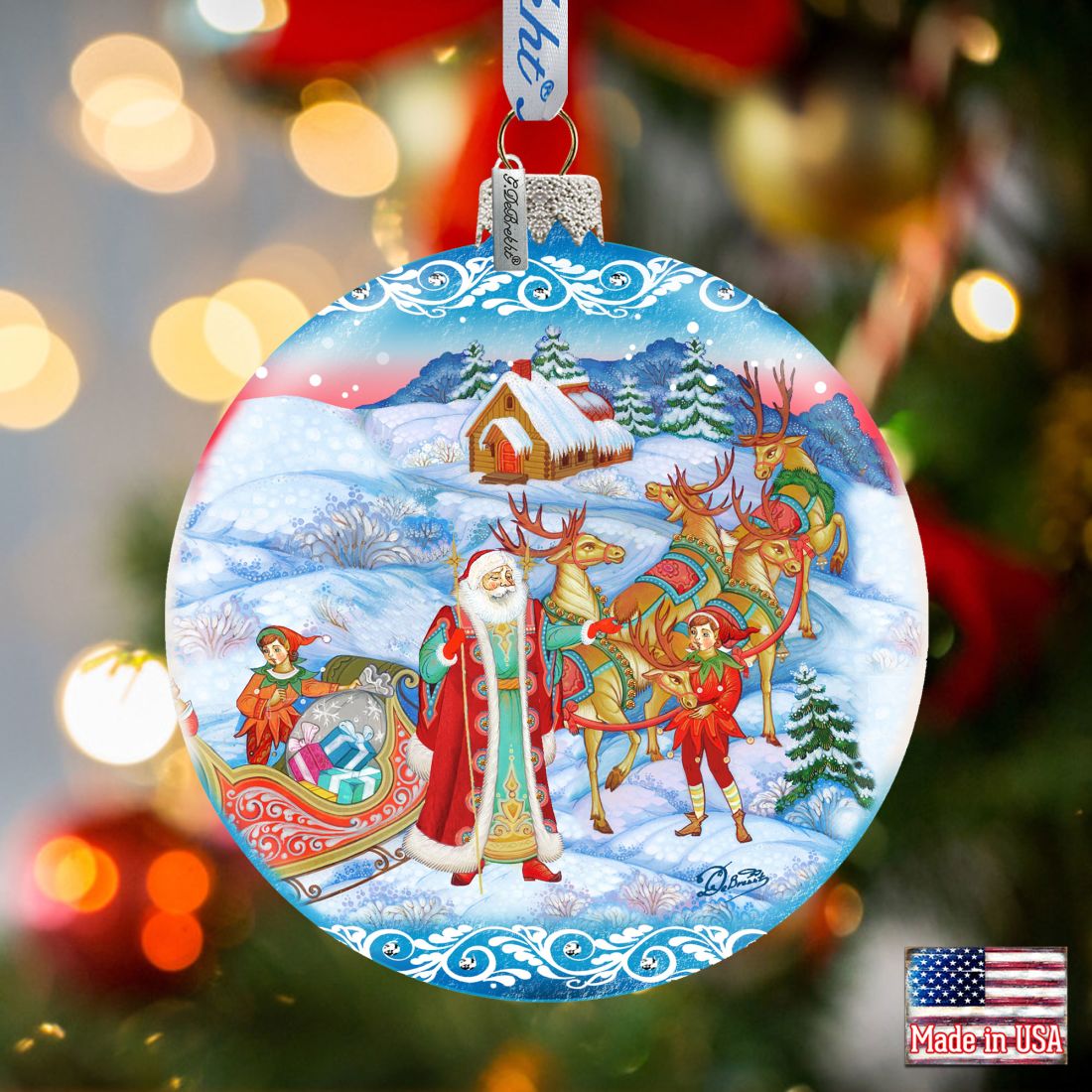 Long-awaited Courier Glass Ornament Limited Edition by G. DeBrekht - Christmas Santa Snowman Decor - 73843