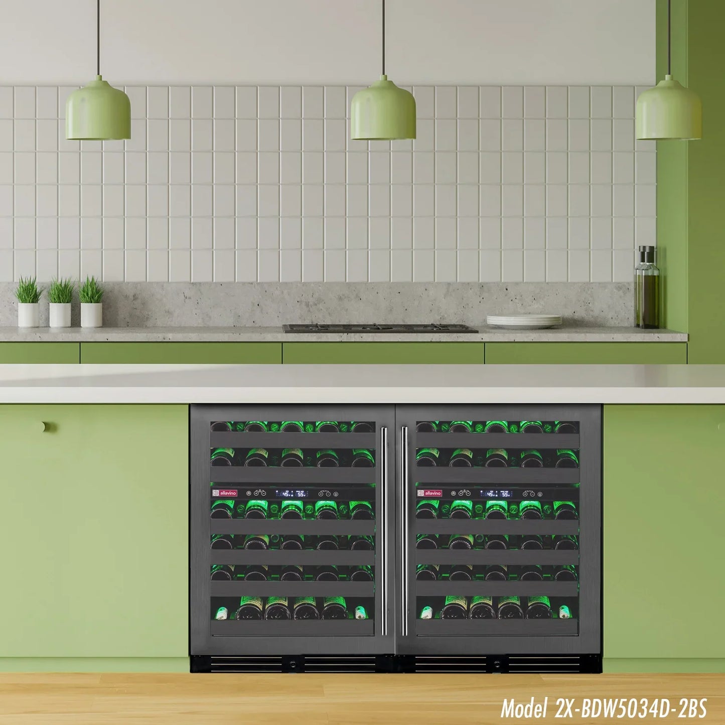 Allavino Reserva Series 100 Bottle 34" Tall Black Stainless Steel Side-by-Side Wine Cooler Refrigerator