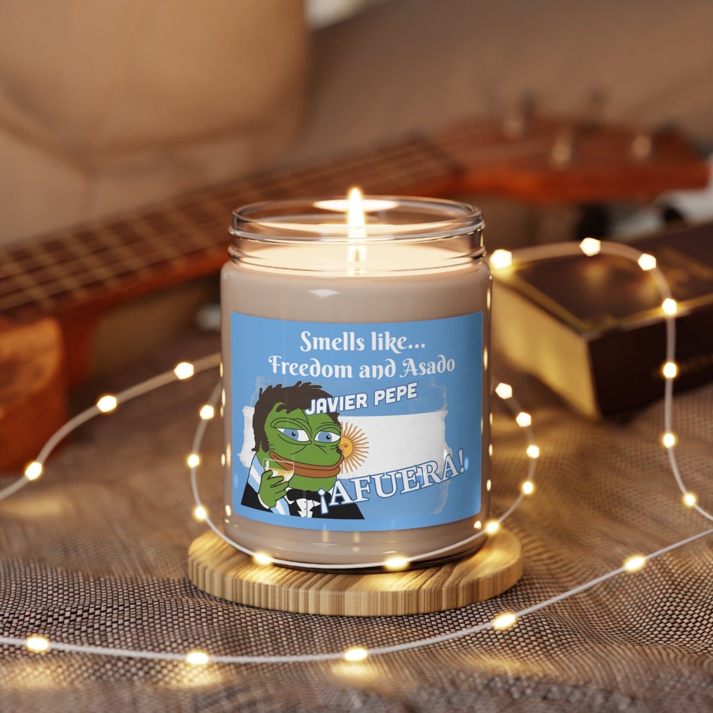 Javier Milei Pepe "Freedom and Asado" Scented Soy Candle, 9oz - 4LibertyShop.com