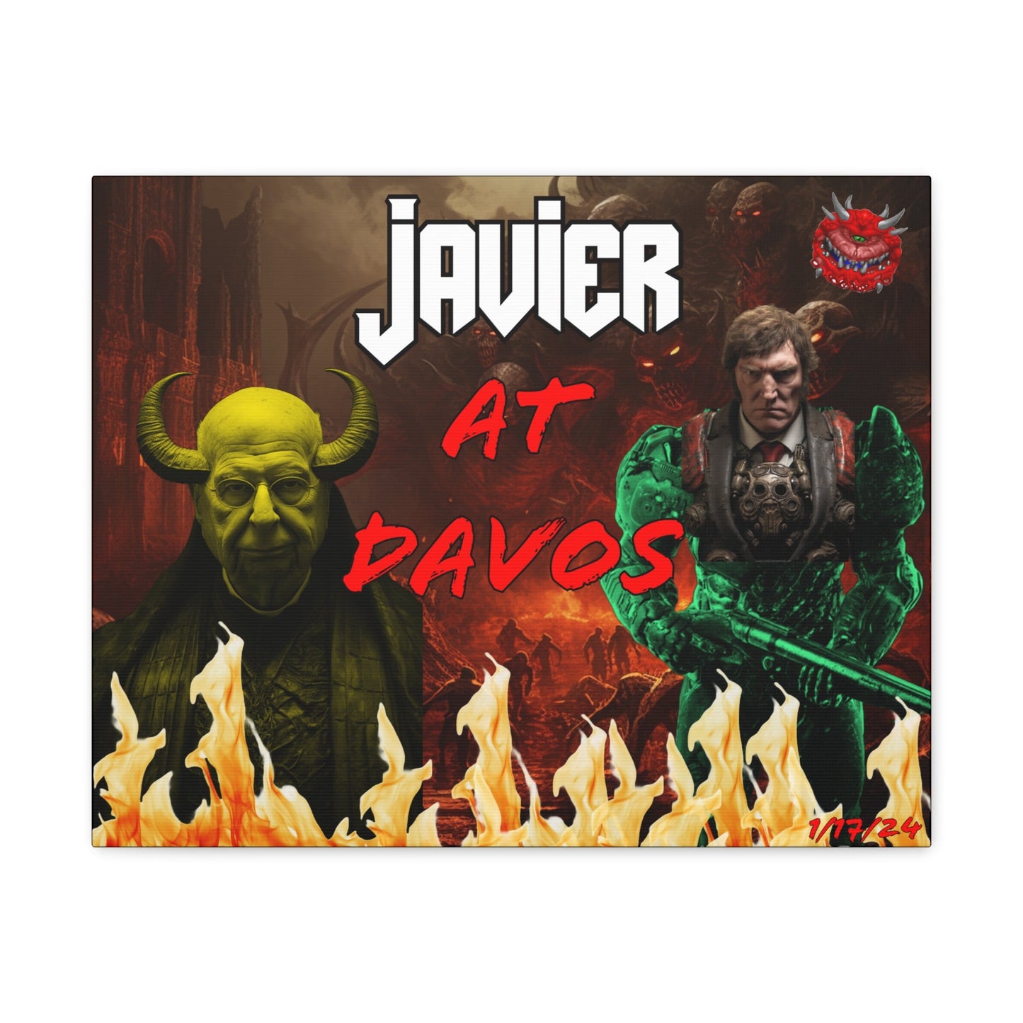 Javier Milei Space Marine in Davos Canvas Print