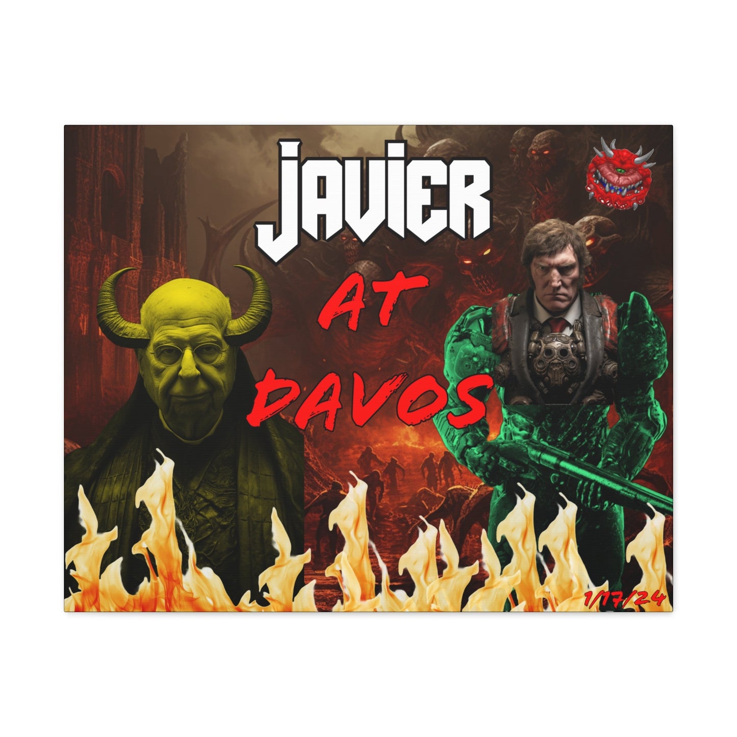 Javier Milei Space Marine in Davos Canvas Print