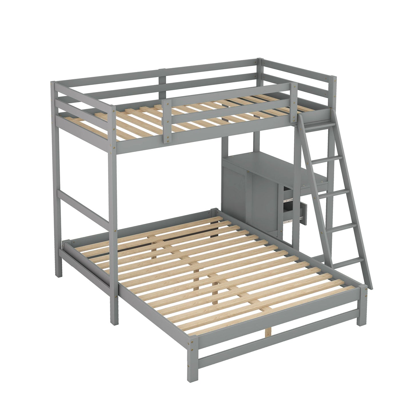 Bunk Bed With Built In Desk And 3 Drawers