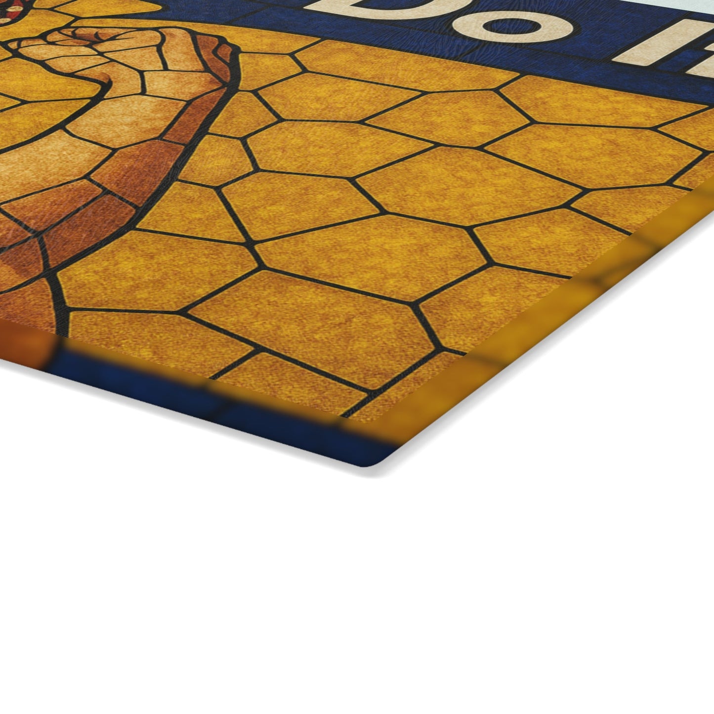 Stained Glass Rosie the Riveter Glass Cutting Board - Premium Patriotic Kitchen Decor