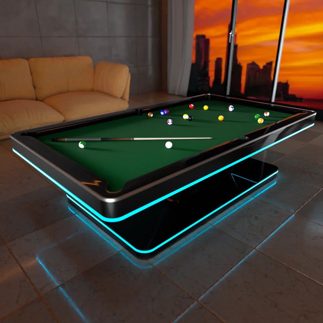 White Billiards The Stark Modern Slate LED Pool Table