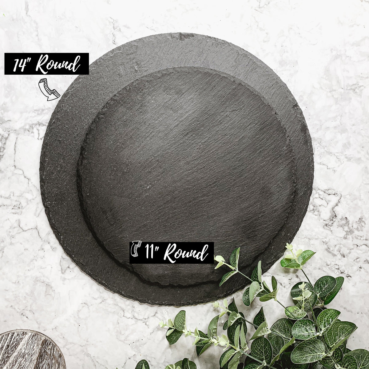 Slate Round 14 Inch Cheese Board - Natural Edge Serving Platter
