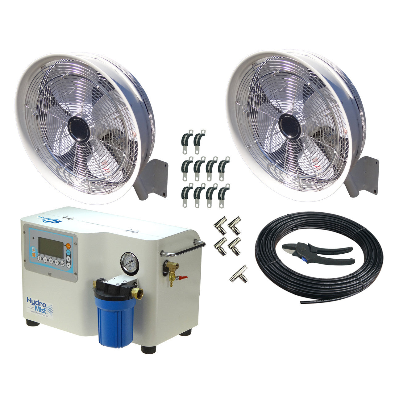 Hydro Mist Two Misting Fan Package - 24-inch, 1000 PSI ProMist 75 Pump
