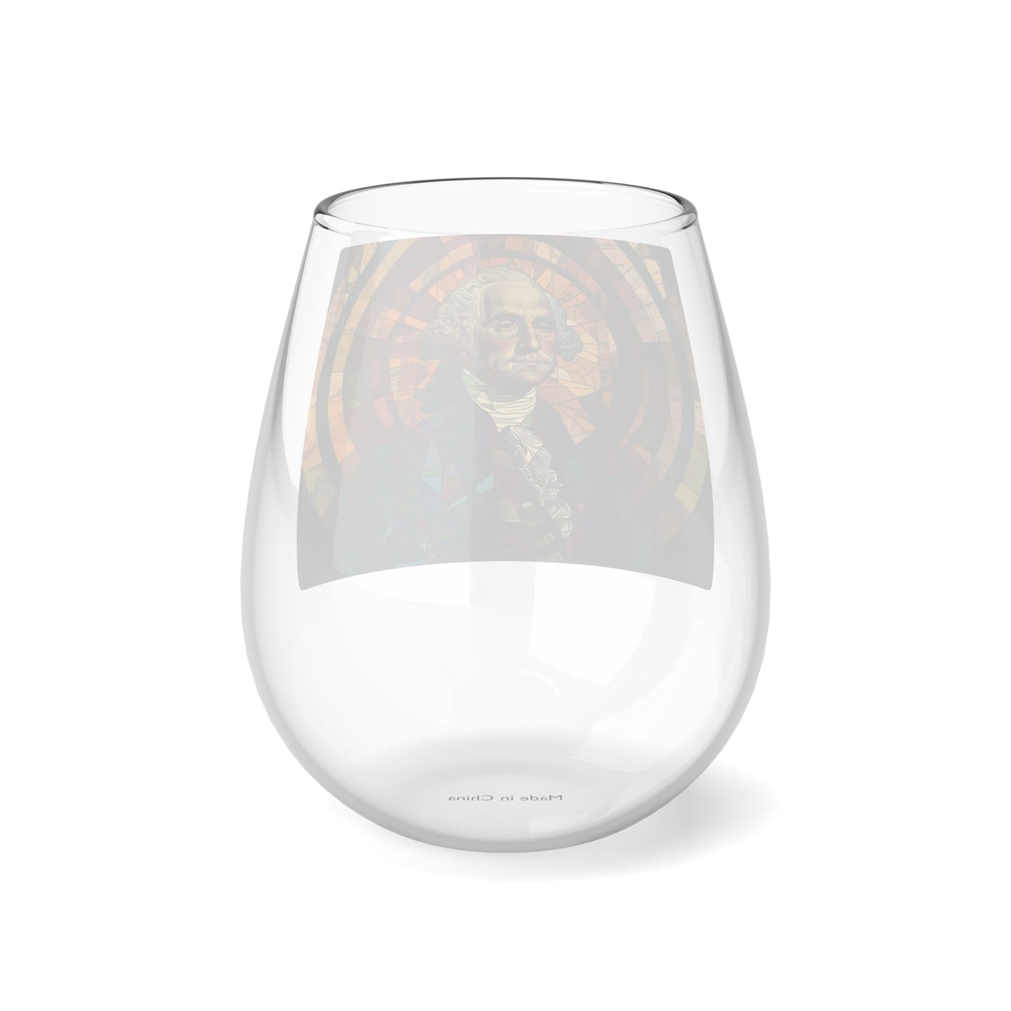 Stained Glass George Washington Stemless Wine Glass, 11.75oz - 4LibertyShop.com