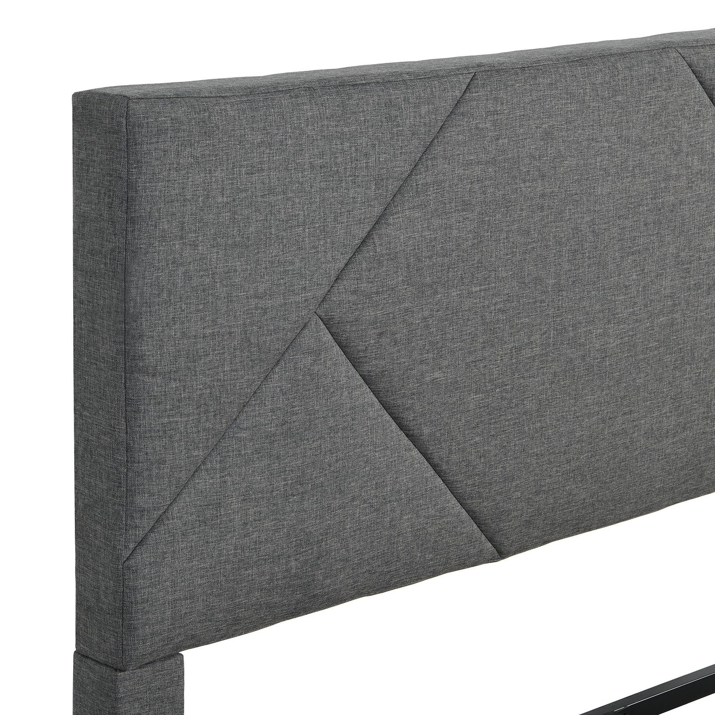 Upholstered Platform Bed Frame With Headboard, Wood Slat Support