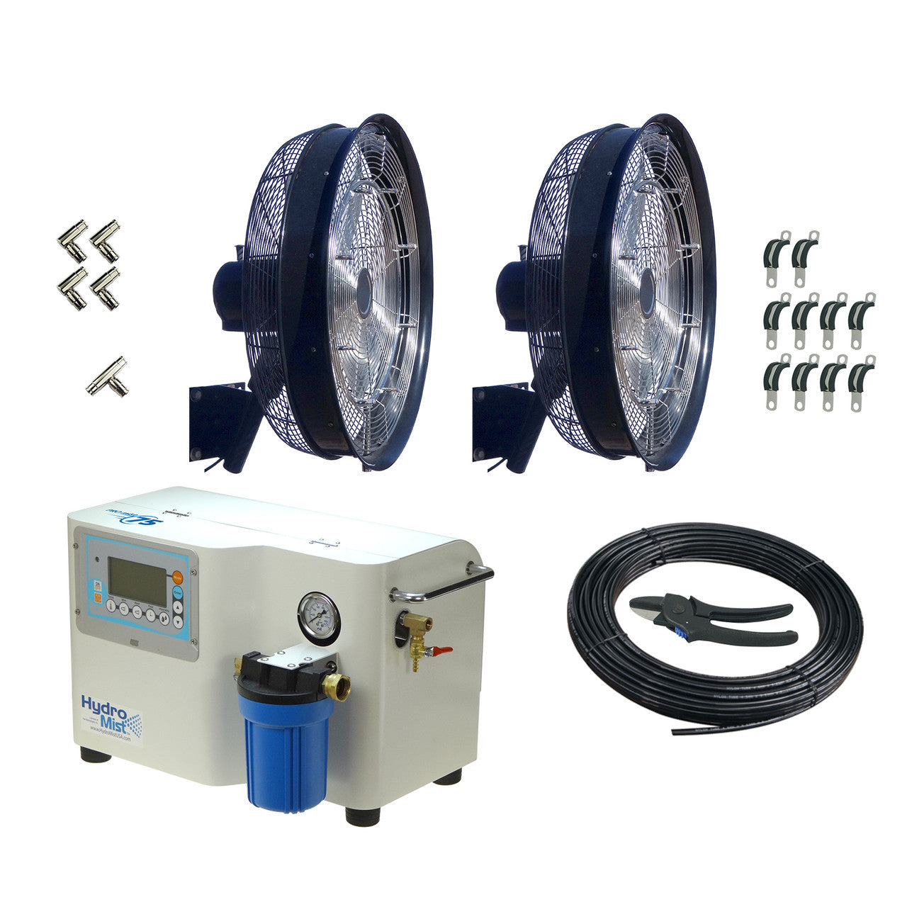 Hydro Mist Two Misting Fan Package - 24-inch, 1000 PSI ProMist 75 Pump