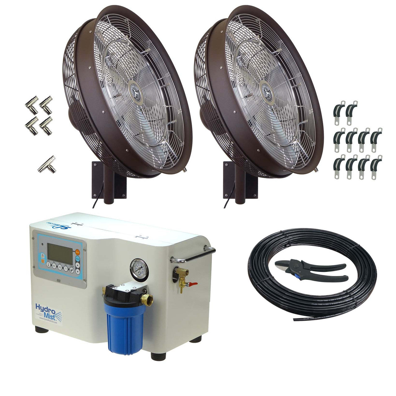 Hydro Mist Two Misting Fan Package - 24-inch, 1000 PSI ProMist 75 Pump
