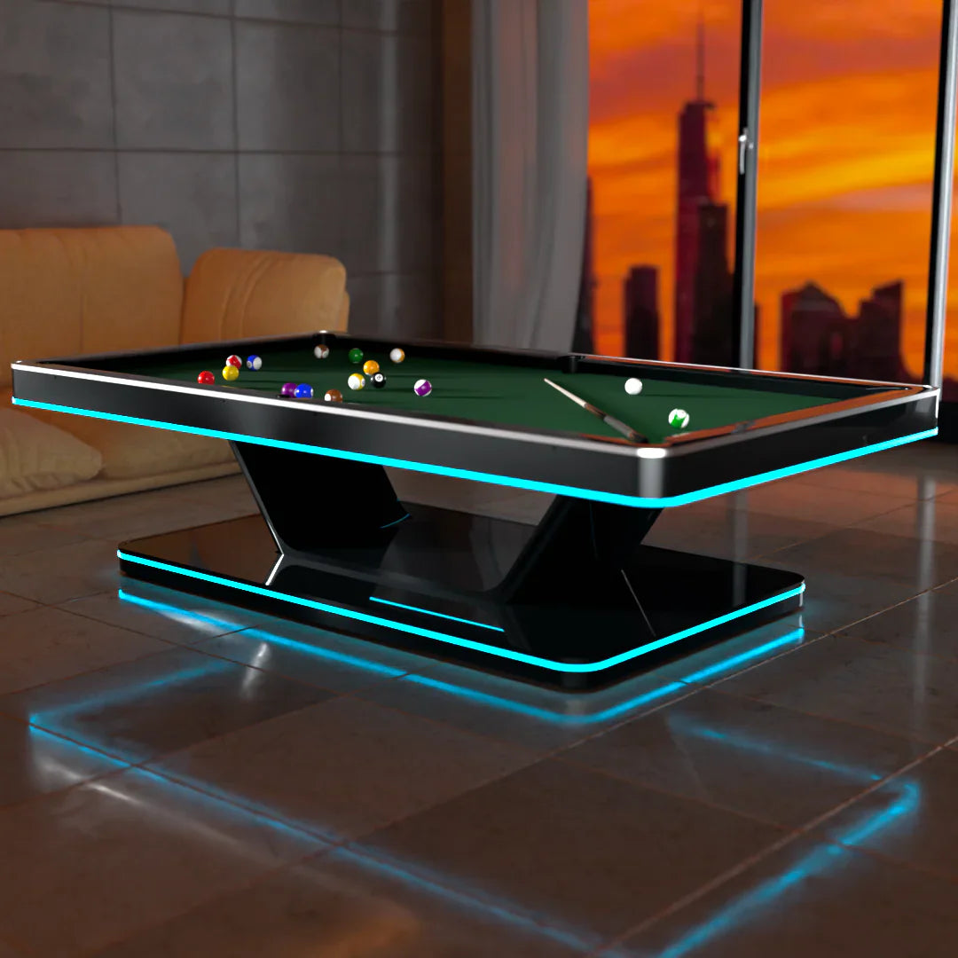 White Billiards The Stark Modern Slate LED Pool Table