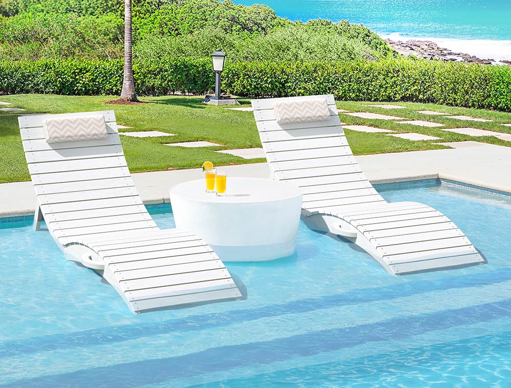 AquaCurve™ AquaWave Pre-Assembled Folding Pool Lounge Chair for Tanning Ledge